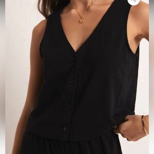 NWT Z Supply Black Solace Textured Sleeveless Slub Top